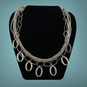 CHICO'S Silver & Seed Bead Boho Necklace